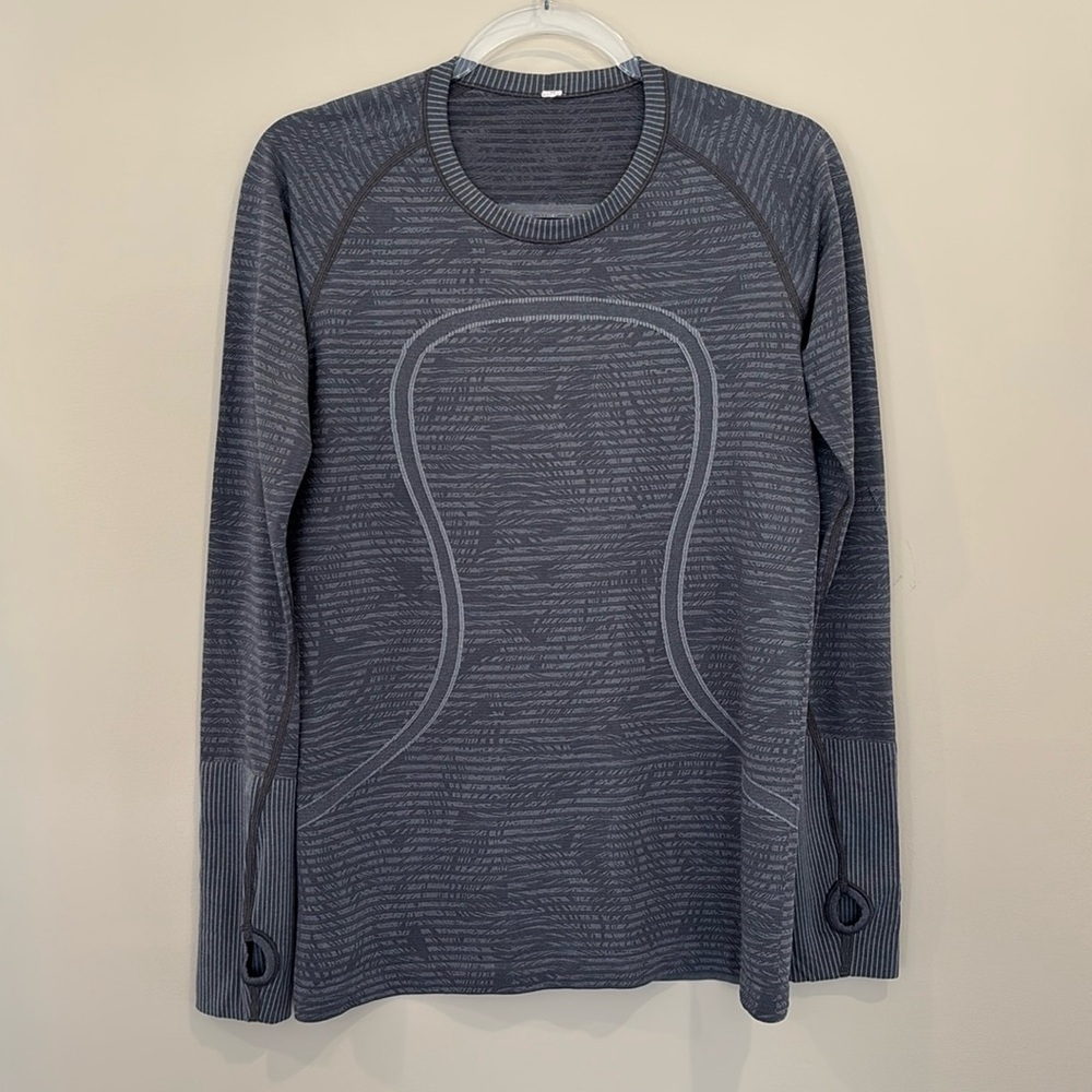 Lululemon swiftly tech grey long sleeve with palm design